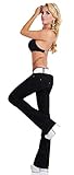 Damen Bootcut Jeans Hose Schlag Schlaghose Denim Stretch Gürtel XS-XL (as3, Alpha, s, Regular, Regular, WT369-Schwarz)