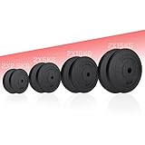 Physionics® Hantelscheiben - 2 x 2,5/5/10/15 kg, Ø 31 mm, Kunststoff, Schwarz - Gewichtsscheiben Set Gewichte für Hantel/Langhatel/Kurzhantel (2 x 10 kg)