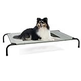 Poskena Hundeliege Outdoor，Erhöhtes Hundebett，Stabiler Metallrahmen，Camping-freundliche Haustierbetten, Geeignet Für Mittelgroße Hunde, 107×62×13cm