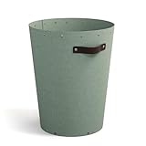Bigso Box of Sweden ARIES Papierkorb für Büros – Mülleimer mit Ledergriff für moderne Einrichtungen – Büromülleimer aus recycelter Faserplatte – mintgrün
