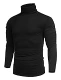 COOFANDY Herren Rollkragenpullover Dünn Langarmshirts Rollkragen Pullover Longsleeve Unterziehrolli Baumwolle Elastisch Rolli für Männer Schwarz XL