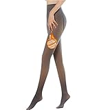 Sumvov Strumpfhosen Damen Winter S/M/L, Thermo Strumpfhose gefüttert, Gefälschte Durchscheinend Plüschstrümpfe Pantyhose Wärmende Fleece Strumpfhose (Schwarz-Fleecefutter, S)