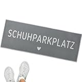 BETESSIN Fußmatte 35x100 cm in Grau - Schuhparkplatz Fussmatte für innen & außen - Fußabstreifer Innenbereich - Lustige Fußmatten Haustür - Türmatte Fußabtreter Dünne 5mm