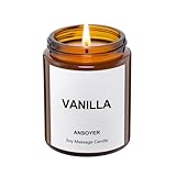 ANSOYER Massagekerze,128 ml, Kerze für Entspannung, natürliche Rohstoffe, Kokosöl, Sojaöl, feuchtigkeitsspendend, nährend (Vanille)