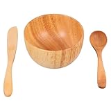 HOMSFOU Multifunktionaler Holzspatel zum Anrühren mit Holzschale Selbstgemacht Schönheitswerkzeug für Hautpflege Leicht zu Reinigen Verschleißfest für Heim und Salongebrauch