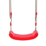 Kugooyi Schaukel Garten, Höhenverstellbar Schaukelsitz Schaukelbrett Brettschaukel für Kinder Zum Schaukeln Zubehör Indoor Outdoor (Rot)