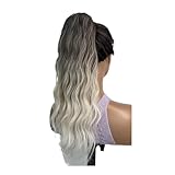 Pferdeschwanz-Extensions mit Kordelzug, Platin-Silberblond, lang, lockig, gewellt, synthetische Haarteile for Frauen, 45,7 cm Für den täglichen Gebrauch(Light Brown)