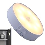 Nachtlicht mit Bewegungssensor – 8,5 x 1,8 cm großes LED-USB-Nachtlicht, wiederaufladbare runde LED-Leuchten | Intelligente Lampen mit drei Beleuchtungsmodi und starker Magnetsaugung für Schrank, Schr