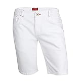 Herren Stretch Denim Chino Shorts Super Spandex Skinny Slim Sommer Halbhose Cargo Jeans Hose Gr. 6, weiß