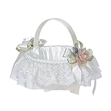 Spitze Blumenkorb Hochzeitskorb, Hochzeit Blumenmädchen Korb, Streukörbchen Korb für Blumenkinder, Satin Blumenkörbe, Blumenkinderkörbchen für Hochzeit Party