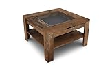 byLIVING Couchtisch Ralph/moderner Sofatisch mit Glaseinlage und großzügiger Schublade in Old Wood-Optik/Beistelltisch mit viel Stauraum/B 67, H 43, T 67 cm