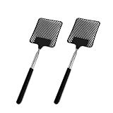 AQSQWQ 2 Stück Fliegenklatsche, Fly Swatter, Fliegenklatsche Ausziehbar, Mückenklatsche für Fliegen, Mücken und Insekten, Schwarz