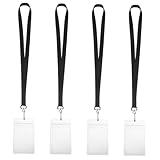 TEMPNAP 4 Stück Teiliges Ausweishüllen Universellem Schlüsselband Wasserdichter Wiederverwendbarer Kartenhalter Transparent Langlebig und Leicht für Mitarbeiter Studenten und