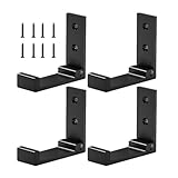 Homeponnew Robuste, faltbare Wandhaken für unsichtbare Aluminium-Kleiderbügel, platzsparender Klapphaken für Zuhause, Büro, Küche, 75 x 25 x 66,5 mm, Schwarz/Roségold/Silber, inklusive 8 Schrauben, 4