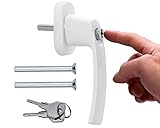 Stahlia Fenstergriff abschließbar (1 Stück) Aluminium Weiß Druckknöpfe Balkontürgriff außen Fenstersicherung Terrassentür Griff Fensterbeschläge