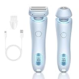 Elektrischer Rasierer Damen, Damenrasierer Elektrisch, Intimrasierer Für Frauen, 2 In 1 Nass/Trocken Wasserdicht Rasierer Damen Intimbereich Für Gesicht Bikini Beine Arme Körper Achseln (Blau)
