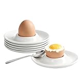 ORAGKE 6er Set Eierbecher Plastik Stapelbar, Eierbecher Weiß Kunststoff, Rund, Bruchsicher, Lebensmittelecht, Spülmaschinenfest bis 80℃, Hochwertiger Eierhalter für Frühstück, Esstisch, Camping