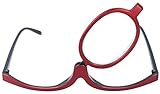 Schwenkbare Schminkbrille/Schminkhilfe aus Kunststoff in Rot +4,00 dpt