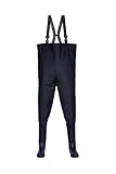3Kamido® Wathose Classic, SCHWARZ und GRÜN Serie 680, Anglerhose Standard, Fischerhose Teichhose Hochwasserhose (39 EU, Schwarz)