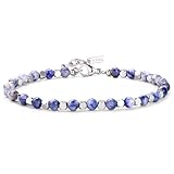 Chriscoco Perlenarmband Herren Damen 4MM Naturstein Armband Tigerauge Armband Armband Türkis Lapislazuli Armband Edelstahl Armband Herren Damen Handmade Perlenarmbänder - Mit Schmuckschatulle