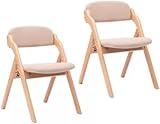 Klappstühle aus Holz, 2 Stück, tragbare Esszimmerstühle mit gepolsterter Sitzfläche und Rückenlehne, für Zuhause, Küche, Büro, Hochzeit, bequemer Arbeitsstuhl