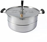 Popcorn-Maker aus Edelstahl mit Antihaftbeschichtung, manueller Handkurbel, Popcorn-Topf für den privaten und gewerblichen Gebrauch, Gas-Popcorn-Maschine für heißes Öl, geknüpften Mais