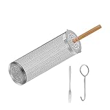 Outdoor Grillkorb | Tragbarer Korb Grill | Rolling Grillkorb | Edelstahl Rolling Grilling Tube Net Mesh Zubehör, Grillkorb mit Holzgriff für Outdoor BBQ Camping Picknick