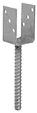 Connex Pfostenträger U-Form - 71 x 60 x 100 x 200 mm - Ø 16 mm - chromfarbig - feuerverzinkt - Bohrung 11 mm - 1 Stück / Einschlaghülse / Pfostenanker / U-Pfostenträger / HV4205