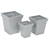 Limal Blumentopf 3er Set – eckig, Metallic-Silber, aus Metall, 30 x 30 x 35 cm, für Innen, Außen, Garten, Terrasse, Balkon - Pflanztöpfe, Blumenkübel, Übertöpfe, Pflanzkübel