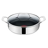 Tefal E30 Jamie Oliver Servierpfanne 25 cm Induktion 2 tlg, mit 2 Seitengriffen -SET20- Servier-Pfanne Antihaft, Edelstahl, Spülmaschinenfest, Induktionsherd geeignet