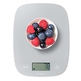 NUTRI FIT Digitale Küchenwaage, ultradünn, elektronische Multifunktionsküchenwaage, großes Display, Kunststoffplattform, 5 kg, Grau