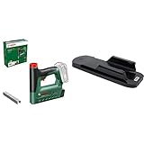 Bosch Akku-Tacker UniversalTacker 18V-14 (Tackern/heften in Weich-und Hartholz; für Klammern & Nägel; Schnellfeuermodus; 18V System; 1000x Feindrahtklammern) + 1x Papierhefter – Abstandshalter Zubehör