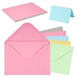 Briefumschläge mit Karten Blanko, 50er Set Umschläge Faltkarten zum Selbstgestalten, Kuvert Doppelkarten für Grußkarten, Einladung, Geburtstagskarten, Dankeskarten (5 Farben, 11 * 16cm)