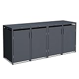 DEGAMO Mülltonnenbox 4-er Mülltonnenhaus MÜNCHEN für 4X Tonnen 120 und 240 Liter, Stahl verzinkt, Farbe anthrazit