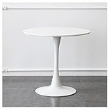 Moderner runder Bistrotisch mit weißer MDF-Oberseite, kleiner Esstisch mit Tulpenmotiv, Sockel für Küche, Esszimmer, Wohnzimmer, erhältlich in 50/60/70/80/90 cm Größen (60 cm, Farbe: Weiß)
