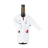 Weiße Filz-Weintasche für Herren, Doktor, perfekte Wein-Geschenktasche für Weinflaschen, Ruhestand oder medizinische Assistenten, ideal für Abschlussfeier, Zeremonie mit weißem Kittel