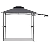 Sekey Grill Pavillon Wasserdicht 2.45 x 1.50m Gartenpavillon mit Markise, Sonnenschutz Gartenlauben Gartenzelt für Partys Picknick BBQ´s, UV-Schutz 50+, Grau