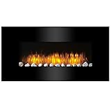 Classic Fire Vancouver Elektrokamin mit Heizung - Elektroheizung 105,5 x 48 x 12 cm - Elektroherd mit LED-Flammen - mit Heizung, Fernbedienung und Timer - 2000 W - Wandmontage - Schwarz