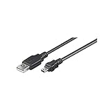 Goobay 50768 USB 2.0 auf USB 2.0 Mini Typ B Kabel 480 Mbits / USB A zu Mini B USB Stecker Adapterkabel / GoPro - Kartenleser - Hubs / Schwarz / 3m
