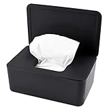 KONUNUS Feuchttücher Box, Toilettenpapier Box, Baby Tücher Fall, Feuchttücherbox Tücherbox, Tissue Toilettenpapier Spender , Serviettenbox Mit Deckel, Tissue Aufbewahrungskoffe, Kunststoff Schwarz