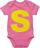 Baby Body Junge Mädchen - Karneval & Fasching - Kostüm Buchstabe S Streifenhörnchen Chipmunk Simon I Fastnacht Gruppenkostüm Chipmunk - 12/18 Monate - Pink - fasching+verkleidung kölsche jeck