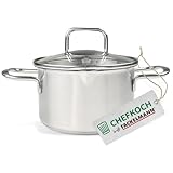 FACKELMANN Chefkoch Topf Ø16 cm München aus Edelstahl – Hochwertiger Kochtopf Ausschüttfunktion – Für alle Herdarten geeignet (auch Induktion) – Fleischtopf ca. 1,5 Liter