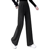 Damenhose mit geradem Bein, Hose mit geradem Bein, lässige Jogginghose aus Cord, Damenhose mit Kordelzug-Taschen und Bund, Schwarz, XL