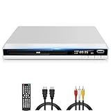Weiß DVD CD Player für Fernseher, Regionsfrei DVD Spieler mit HDMI AV Ausgang Kabel Enthalten, 1080P DVD-CD-Player mit USB Eingang, Alle Regionen Frei, Fehler Korrektur, Integriertes PAL NTSC-System