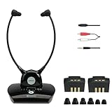 Retekess TA008 Funkkopfhörer Kabellos Für Tv, TV Sound Amplifie für Senioren, 2.4G Low Latancy, Ein Schlüssel-Hörverstärker, Einstellbare Dämpfung, Duale Batterie - 10H Verwendung, 30m, Kopfhörer Tv