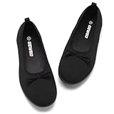 Geweo Damen Ballerinas Elegant Slip On Knit Kleid Schuhe Barfußschuhe Barfuss Ballerina Flache Schuhe Runde Zehe Slippers Walking Ballerinas für Frauen Bequem Weich Hausschuhe, Schwarz 39 EU