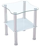 CasaXXl Couchtisch Glas mit Sicherheitsglas & Facettenschliff - Glastisch perfekt geeignet als Beistelltisch/Wohnzimmertisch 40x40x47cm (Abgerundet, Satiniert)