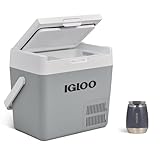 IGLOO ICF 18 Kompressor-Kühlbox 19L, 12/24 V und 230 V, -18 °C bis 20 °C für Auto, LKW, Boot, WohnmobilSteck, dose & Wine Weinbechermit Deckel, anthrazit, 300ml für unterwegs, Camping