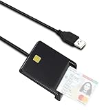 ID Card Reader, USB Smart Card Reader, Plug and Play CAC Memory Card Reader, ISO 7816 Class A, AB, C Compliant, USB 2.0 Common Access, Compatible with Windows and Linux