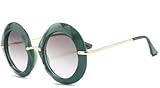 NIUASH Sonnenbrille polarisiert Gelber Rahmen Runde Vintage Sonnenbrille Übergroße Black Circle Brille Frauen Luxus Grün Rot Sommer Brille Uv400-C3_Green_Frame